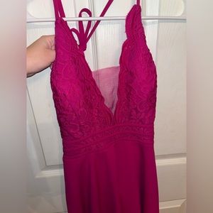 Halter Tie Up Dress Purple Fuchsia Gown